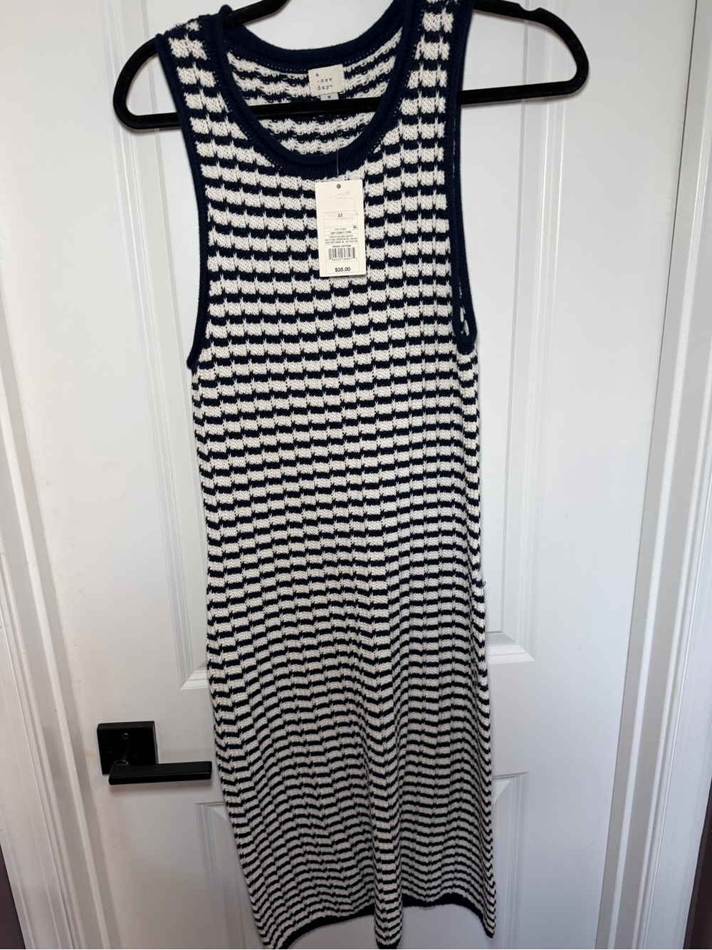 a new day Navy and White Sleeveless Knit Midi Dress